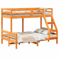 Kinder-Etagenbett aus Kiefernmassivholz, wachsbraun, 80x200/120x200 cm, ohne Matratze, mit Rausfallschutz