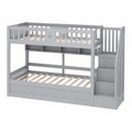 Modernes Hochbett 90x200 cm mit Stauraum und Treppe, Kinder- und Jugendbett in Grau
