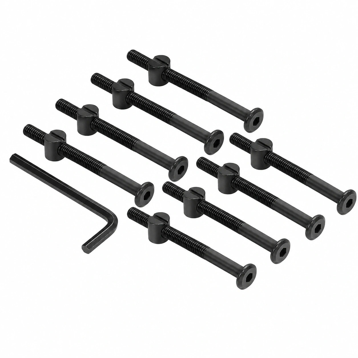 PATIKIL 12er Set M6 x 85 mm Zylinderschrauben mit Sechskantkopf, inklusive Schraubenschlüssel, für Etagenbetten und Möbel, schwarz