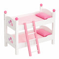 Doppelstock-Puppenbett Fiori in Rosa-Weiß für Puppen bis 48 cm