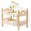Holzpuppen-Etagenbett für 18-Zoll-Puppen mit Leiter und Bettzeug, umbaubar und stapelbar, ideales Geschenk für Kinder
