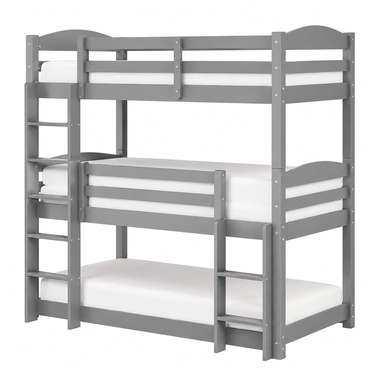Flexibles 3-in-1 Hochbett für Kinder, 90x200cm, Kiefernholz, umbaubar zu Einzel- oder Doppelbett, platzsparend, ohne Matratze (Grau)