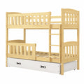 Interbeds Kinder-Etagenbett aus Kiefernholz mit Schublade, Rausfallschutz und Lattenrost, 190x90 cm, Natur