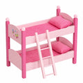 Doppelstock-Puppenbett aus Holz in Rosa für Puppen bis 48 cm inklusive Leiter und Bettwäsche