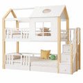 Kinder-Etagenbett Hausdesign 90x200 mit Leiter und Fallschutz