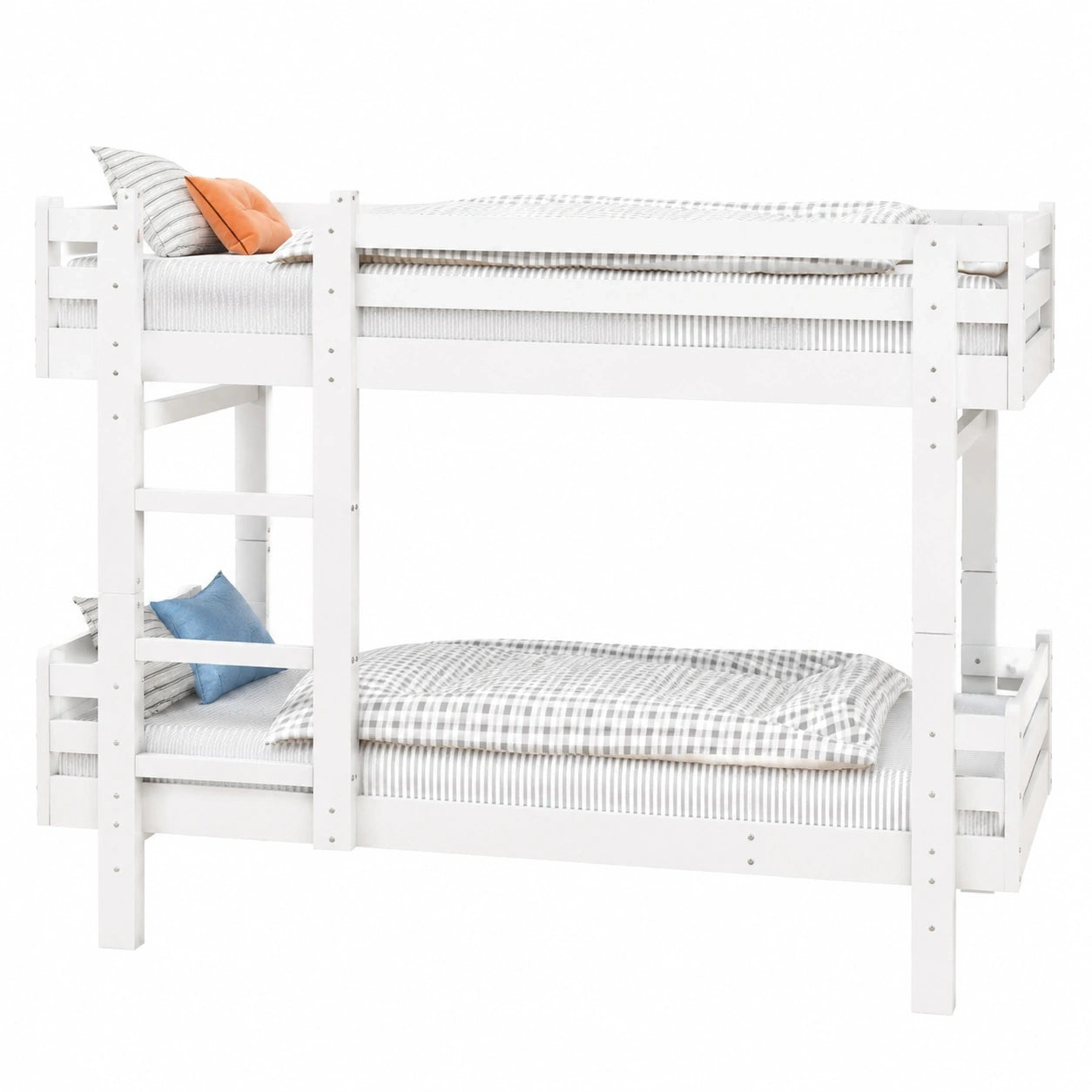 Massivholz Etagenbett für Kinder, 90x190 cm, in zwei Einzelbetten umwandelbar, weiß