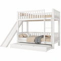 Merax Etagenbett für Kinder mit Rutsche und Stauraum, 3-in-1 Hochbett, Weiß, 90x200/190 cm