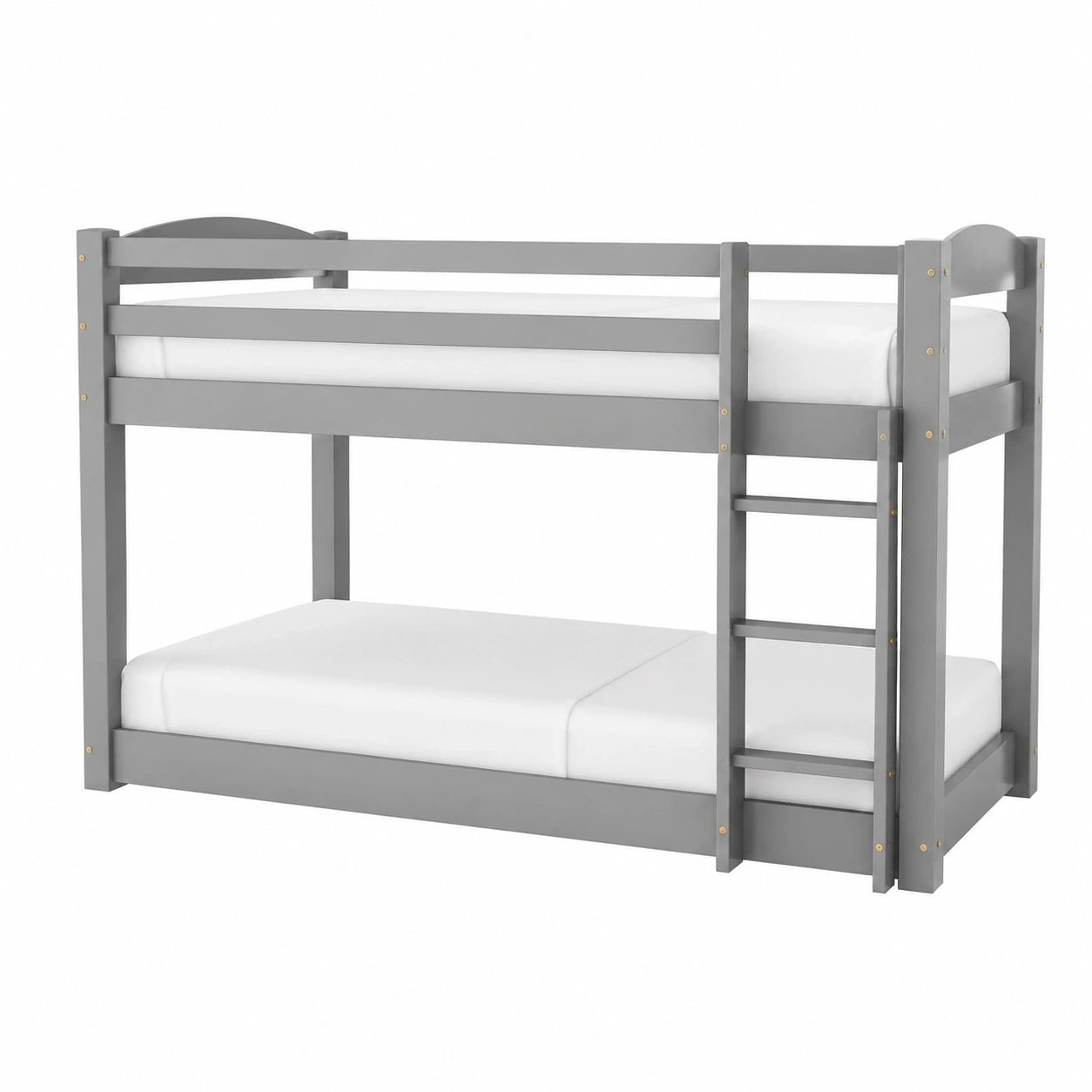 Massives Stockbett für Kinder und Jugendliche, leicht montierbar, 90x200cm, Kiefernholz, Grau