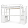 Multifunktionales Hochbett für Kinder mit Treppe und Schreibtisch, 90x200 cm, Weiß