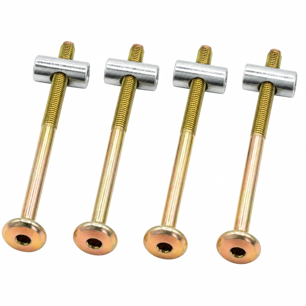 Möbelverbindungsset: Kreuzdübelmutter M6 x 14 mm mit 100 mm Schrauben für Betten, 4-teilig