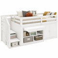 Gegtuon Kinder-Hochbett 90x200 mit Schreibtisch und Schrank, Spielbett mit Stauraum und Zugangstreppe, inkl. Rausfallschutz, Weiß