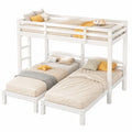 Hochbett-Trio für Kinder und Jugendliche, Weiß, 90x200 cm mit Seitentreppe