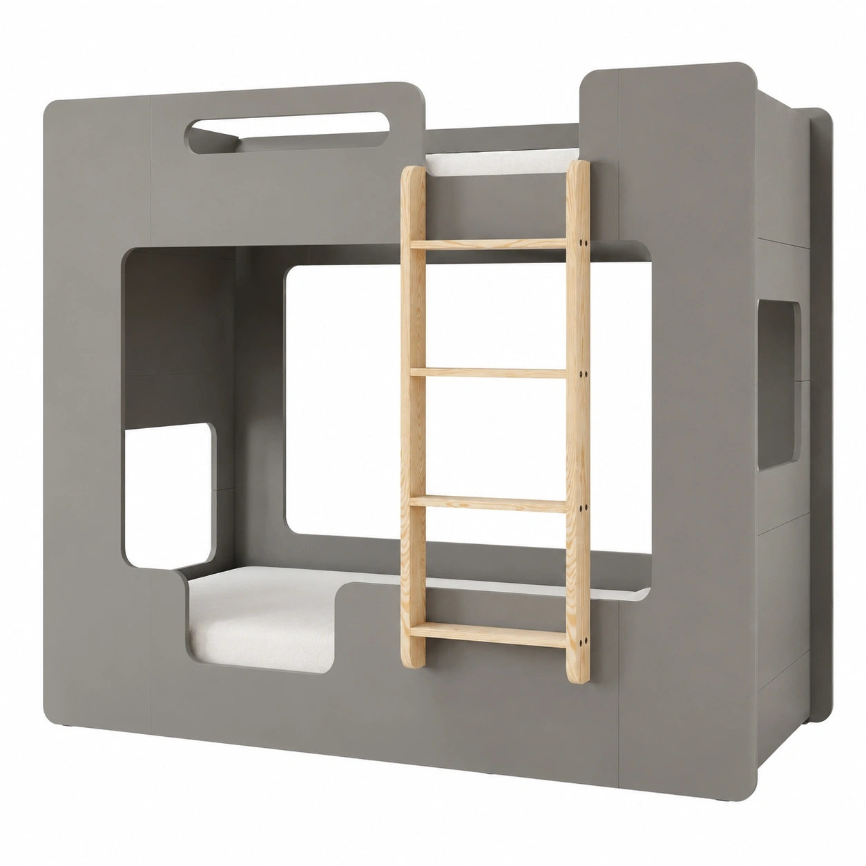Kinder-Etagenbett 70x160 cm Grau mit Sicherung & Lattenrost, Holz, bis 230 kg - Für Jungen & Mädchen